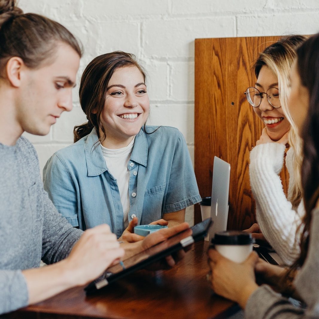 A group of friends at a coffee shop